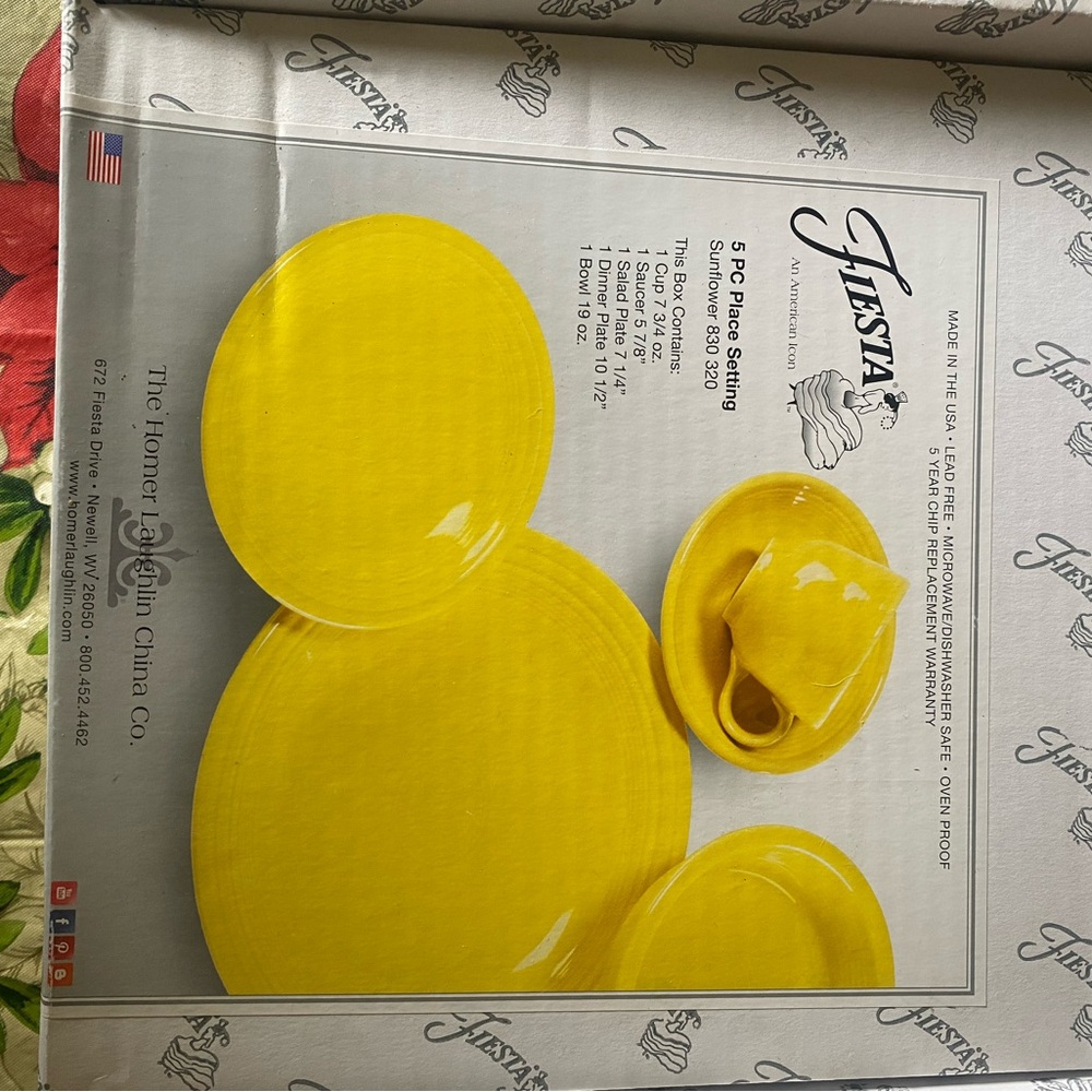 NEVER USED Fiesta Sunshine Yellow Tableware Collection